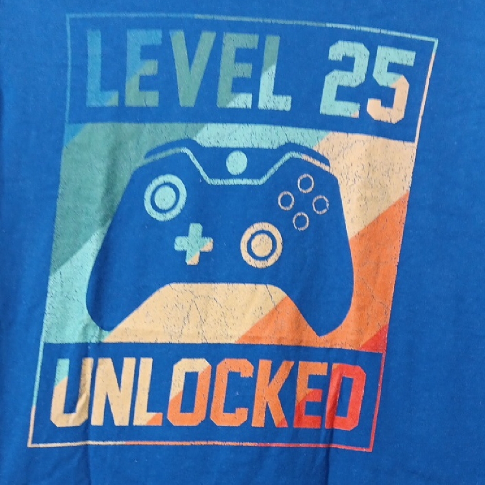 Level 25 Unlocked Blue Gaming T-Shirt